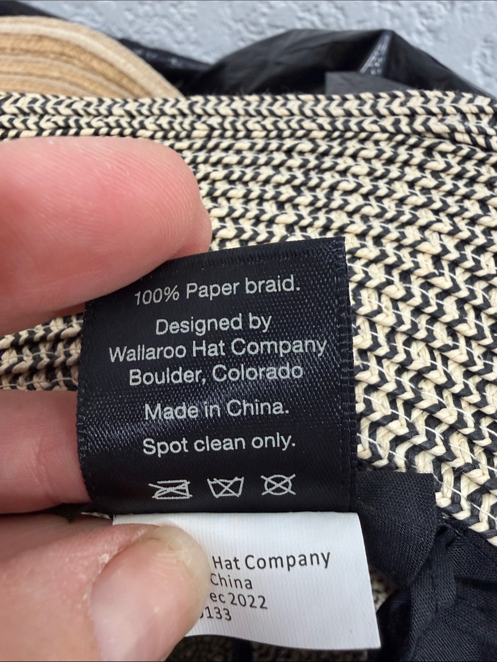 Woven Paper Fedora with Black Band - Unisex Sun Hat—inside brim tighten strings - Picture 7 of 8